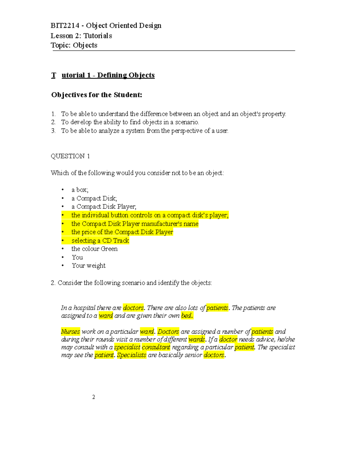 Assignment OOAP - GOOD NOTES - BIT2214 - Object Oriented Design Lesson ...