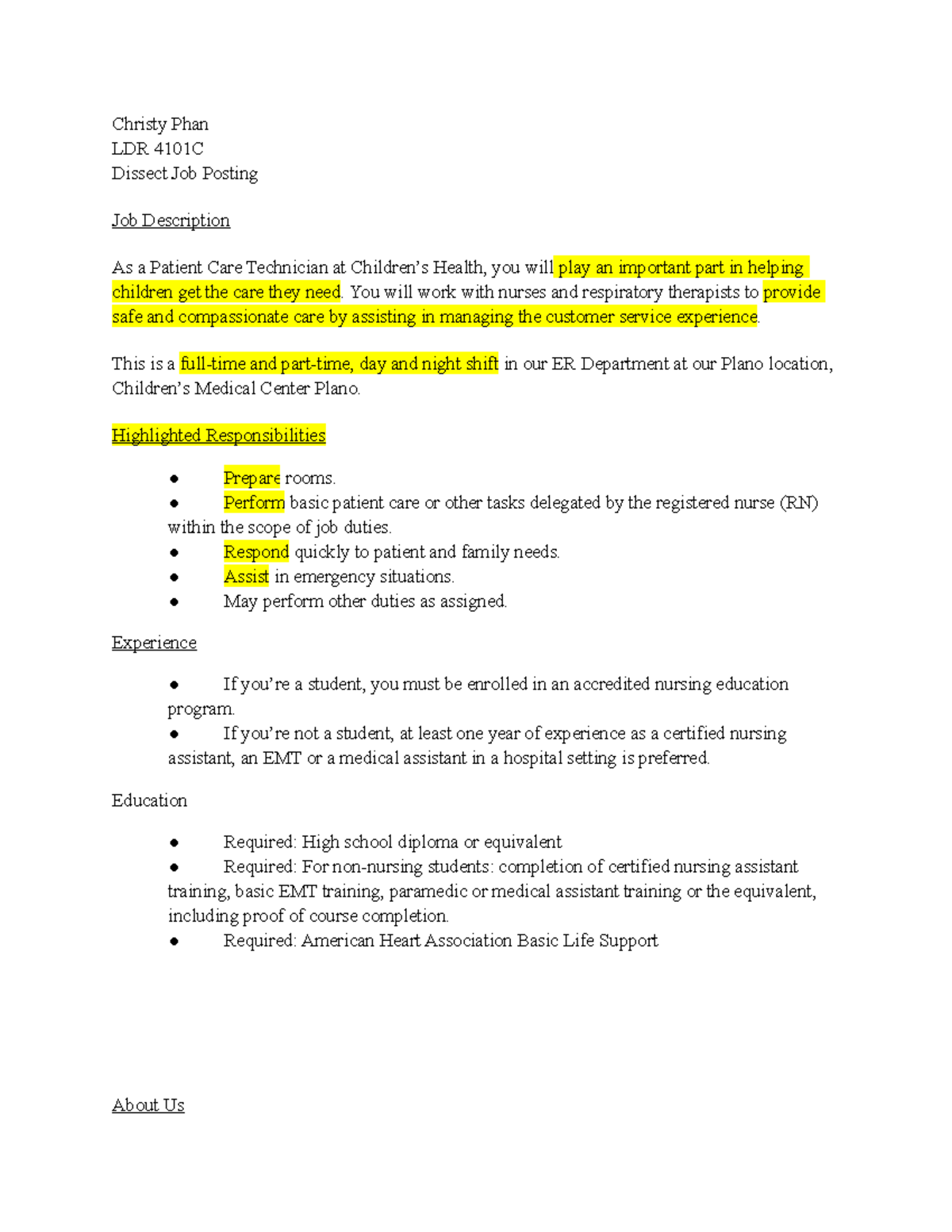 LDR 4101C Dissecting a Job Christy Phan LDR 4101C Dissect Job Posting