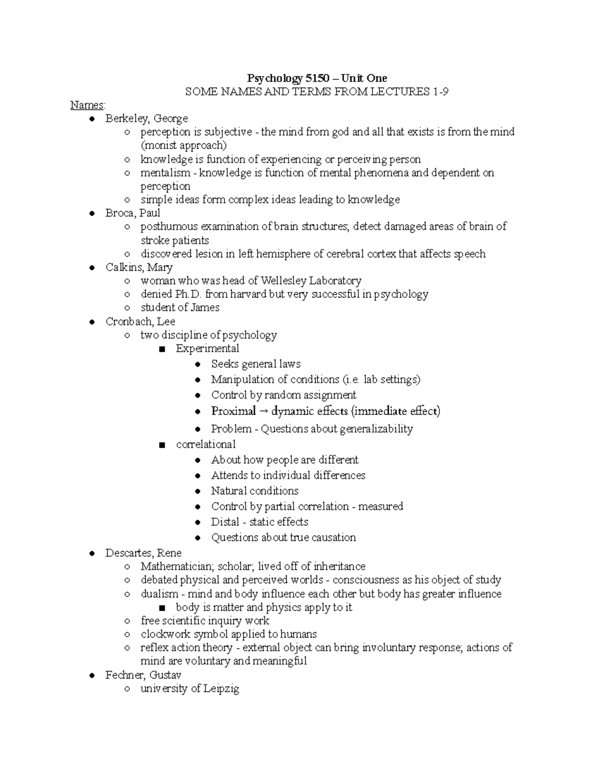 Unit 1 review - All notes and terms used for the first exam Lecture and ...