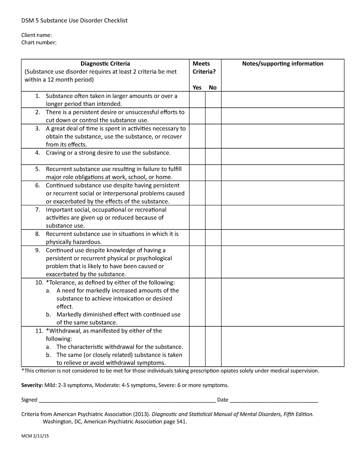 dsm 5 ptsd criteria checklist apa