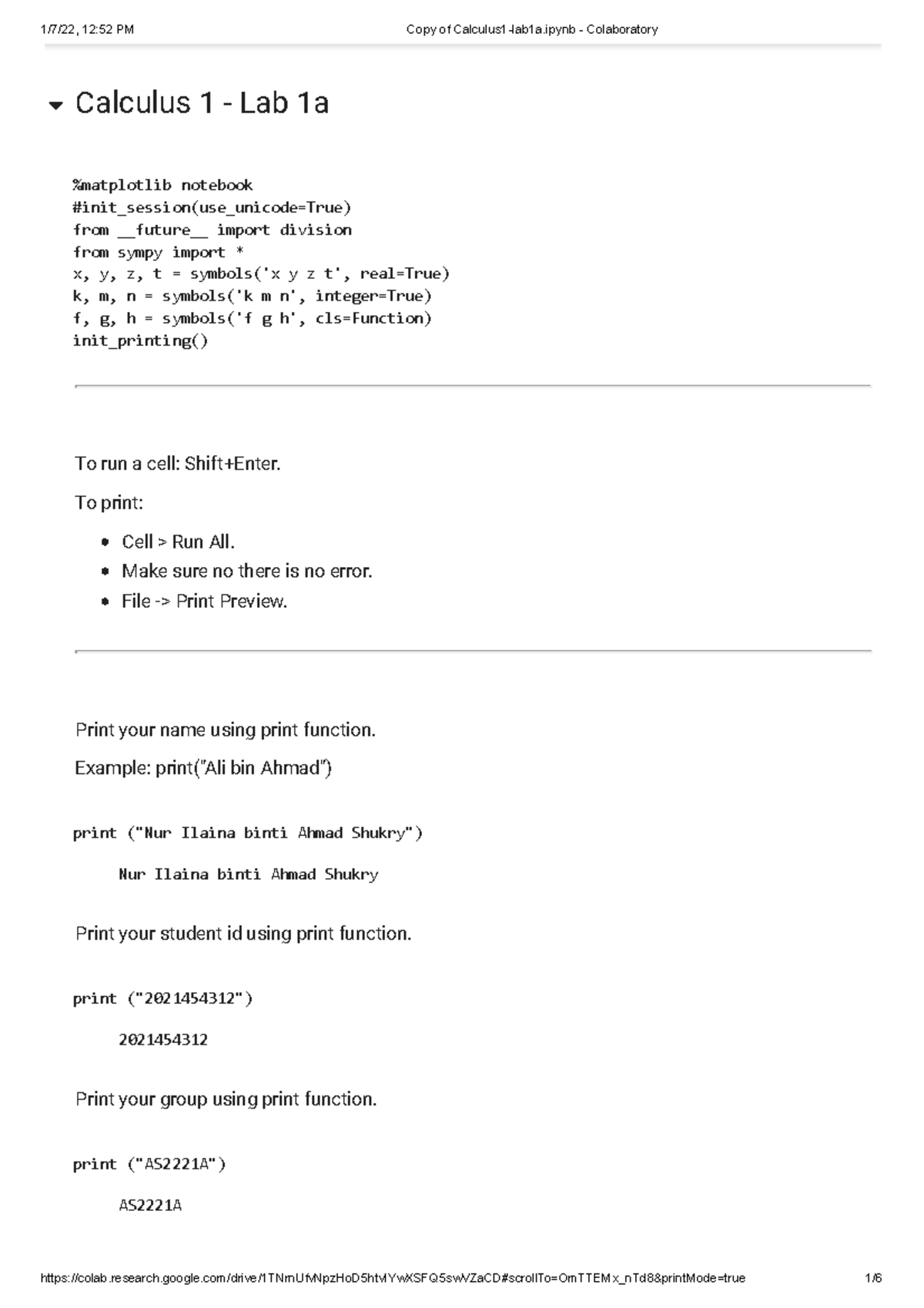Assessment 2 - Lab Assignment 1 - Colaboratory - Calculus 1 - Lab 1a ...