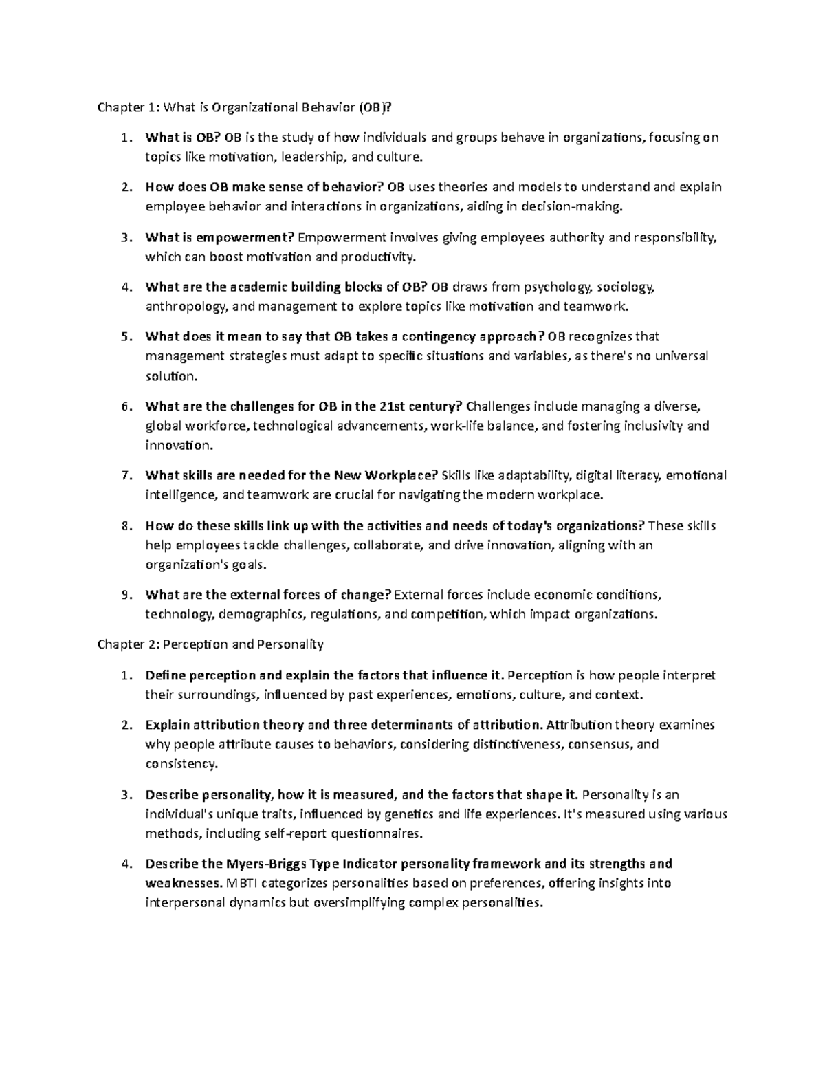 Orgb - Summary Organizational Behaviour - Chapter 1: What is ...
