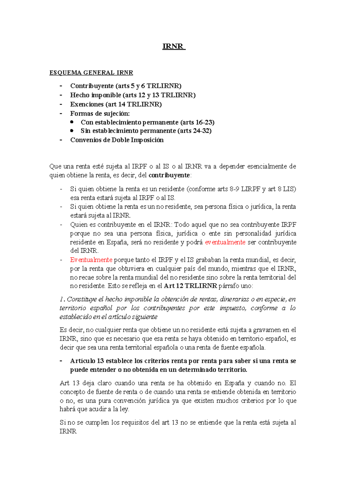 Lección 13. IRNR. El Impuesto sobre la Renta de los No Residentes ...