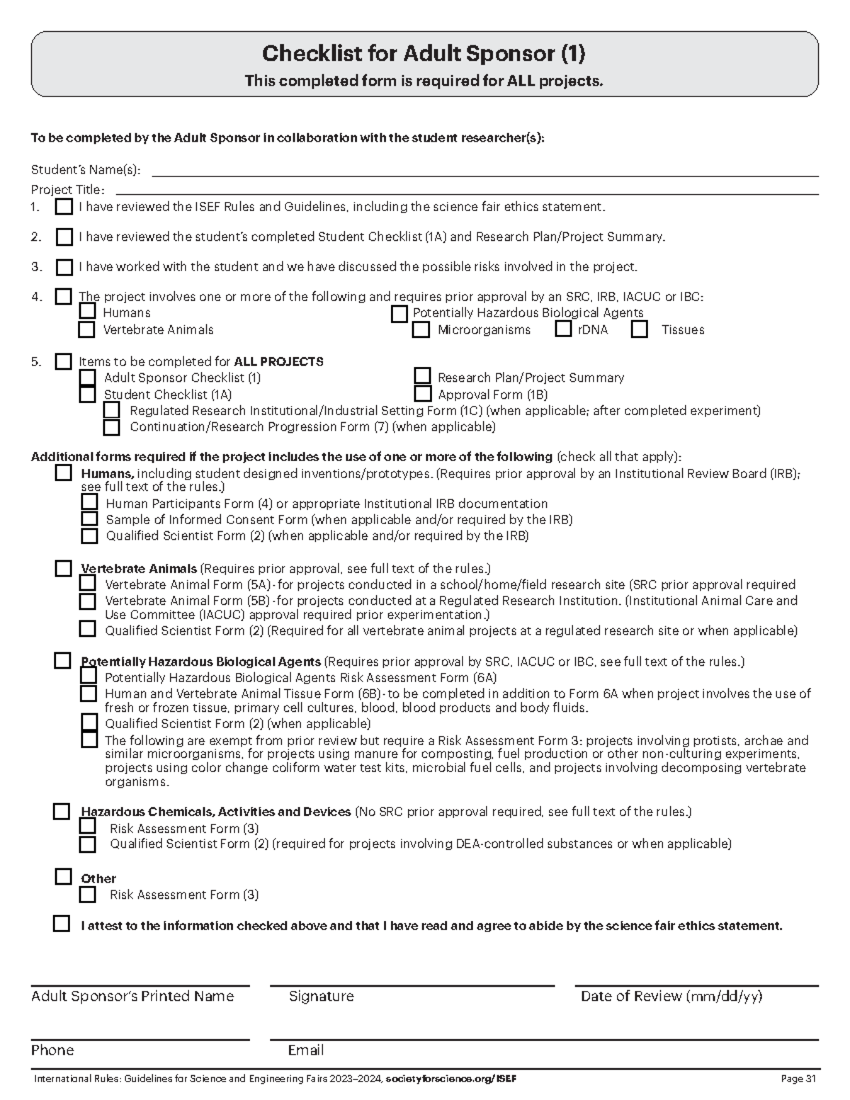 ISEF Forms - International Rules: Guidelines for Science and ...