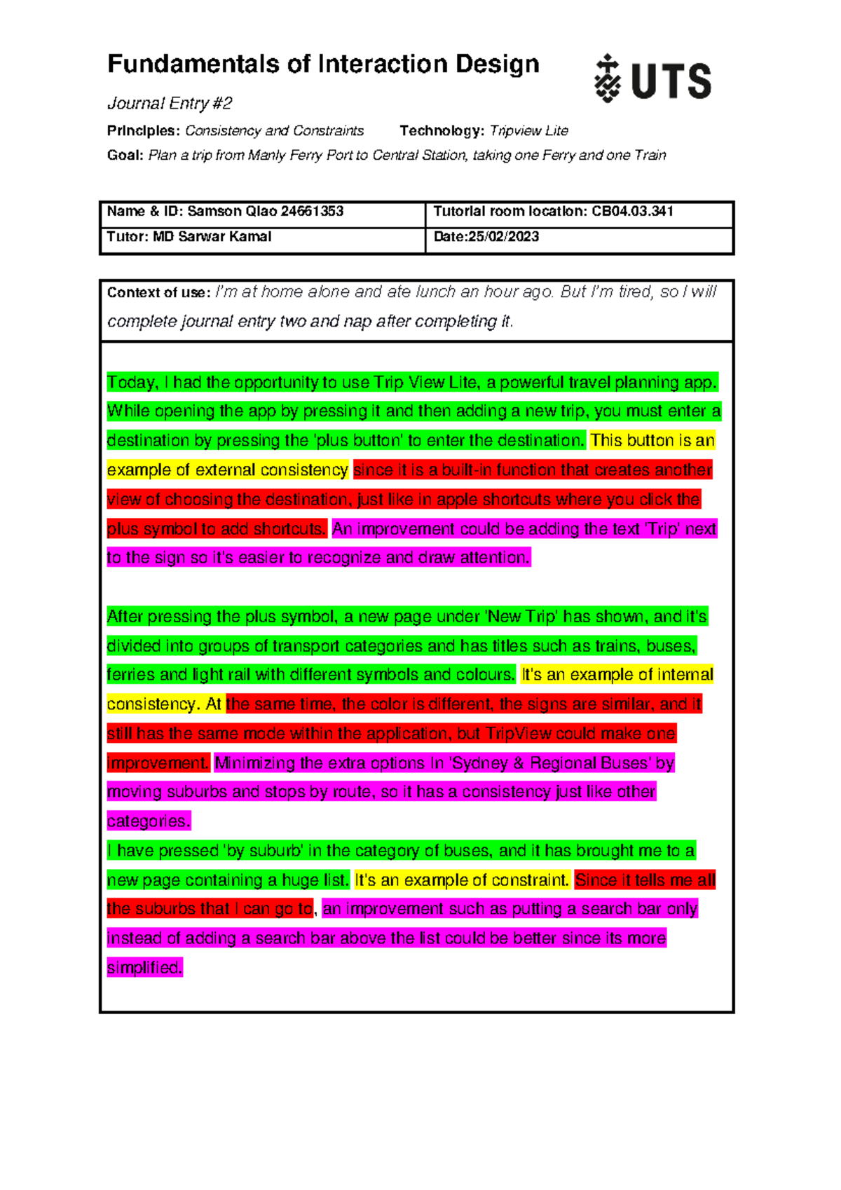Journal Entry 2 - Fundamentals of Interaction Design Journal Entry ...
