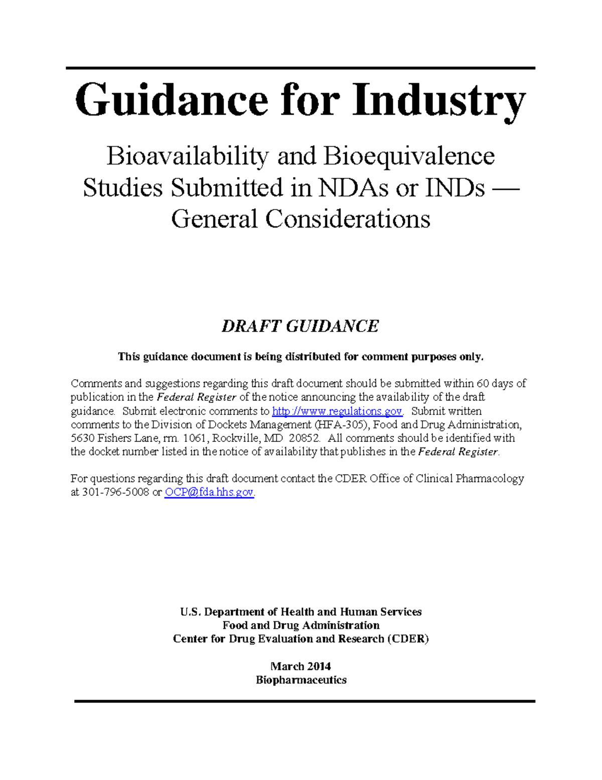 New Fda Draft Guidance For Industry On Bioequivalence Studies – ZYEL