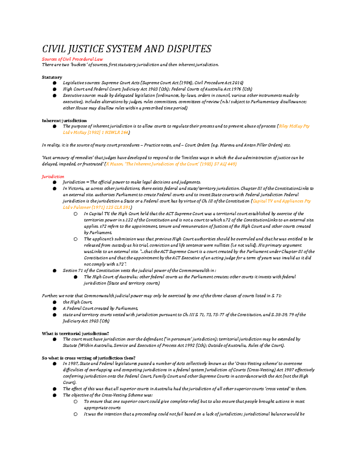 Civil Procedure - Statutory Legislative sources: Supreme Court Acts ...