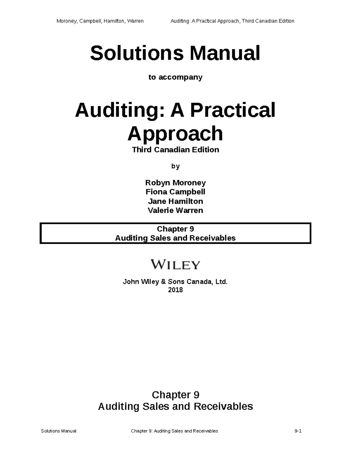 Chapter 09 - Auditing: A Practical Approach Third Canadian Edition ...