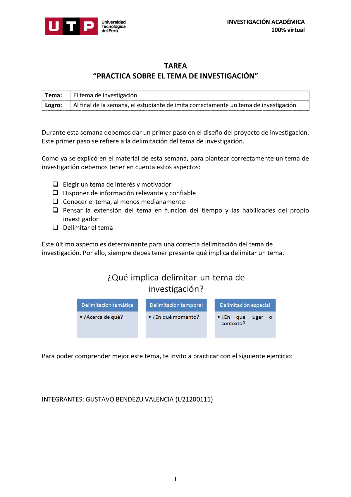 Tarea Practica Sobre El Tema De Investigación - 1 INVESTIGACI”N ACAD ...