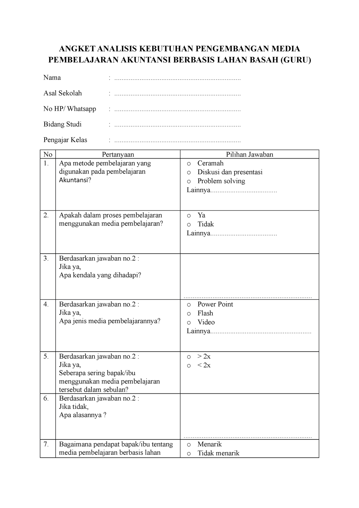 Lembar Analisis Kebutuhan Siswa Dalam Pembelajaran Hot Sex Picture