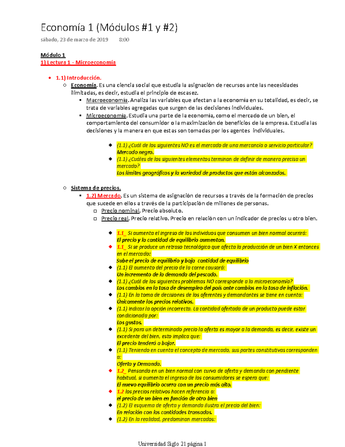 Economia - Resumen Mods 1 Y 2 - Módulo 1 1) Lectura 1 -Microeconomía ...