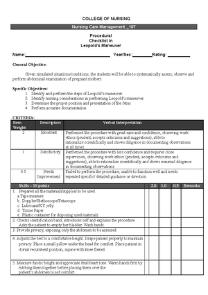 Nebulization Nursing Retdem checklist - COLLEGE OF NURSING Procedural ...