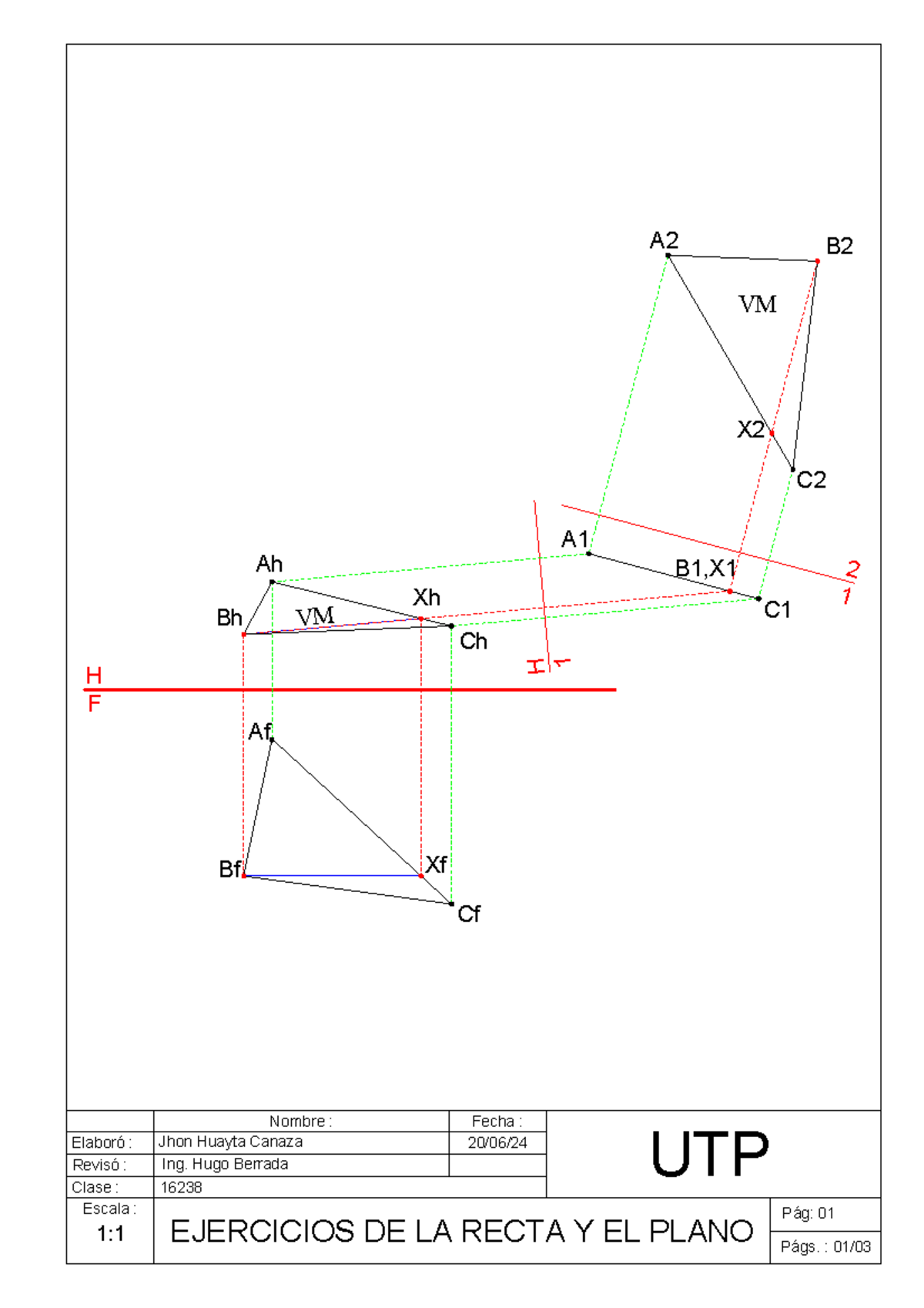 Ejercicios de la recta y el plano 01 - Dibujo para Ingenieria - H F Af ...