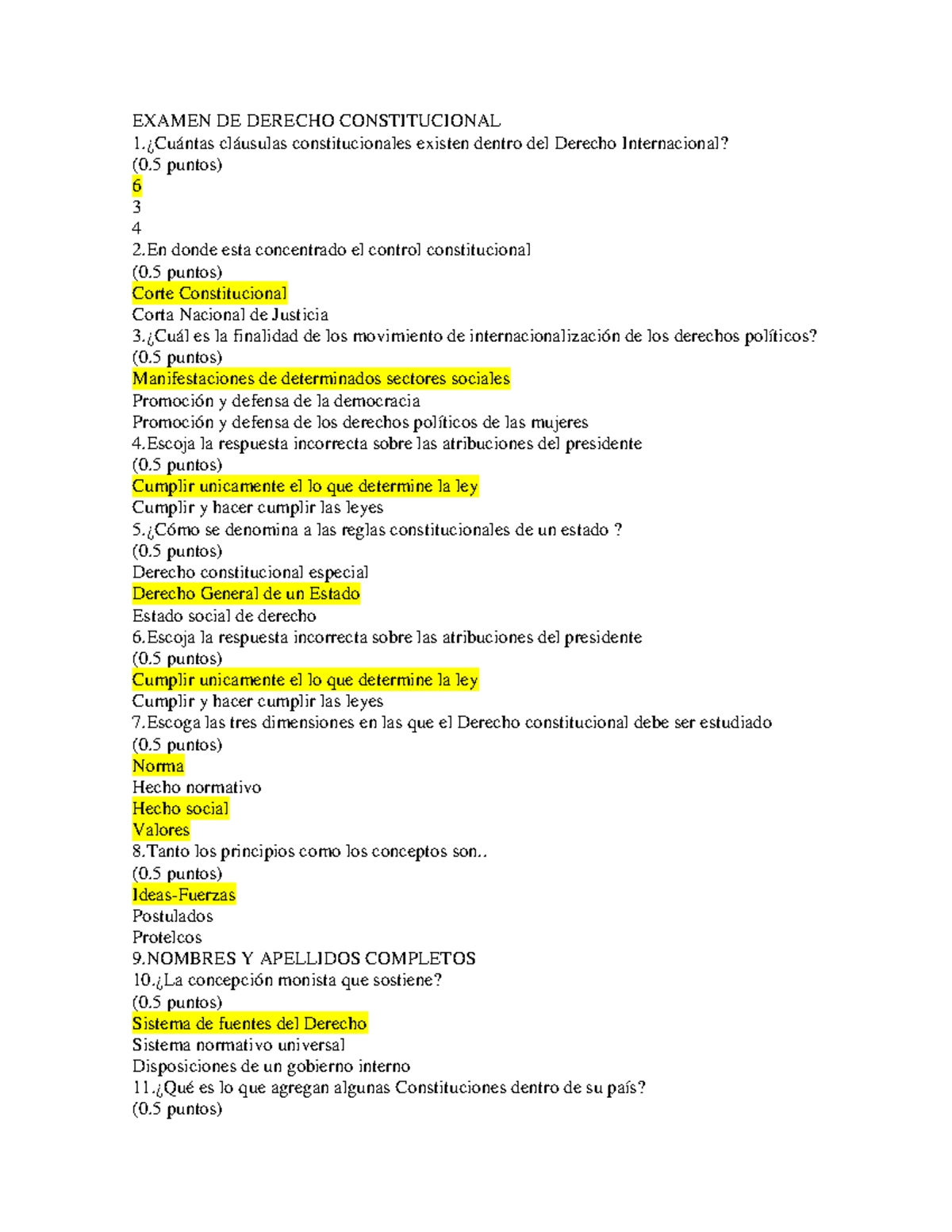 Examen DE Derecho Constitucionalll - EXAMEN DE DERECHO CONSTITUCIONAL 1 ...