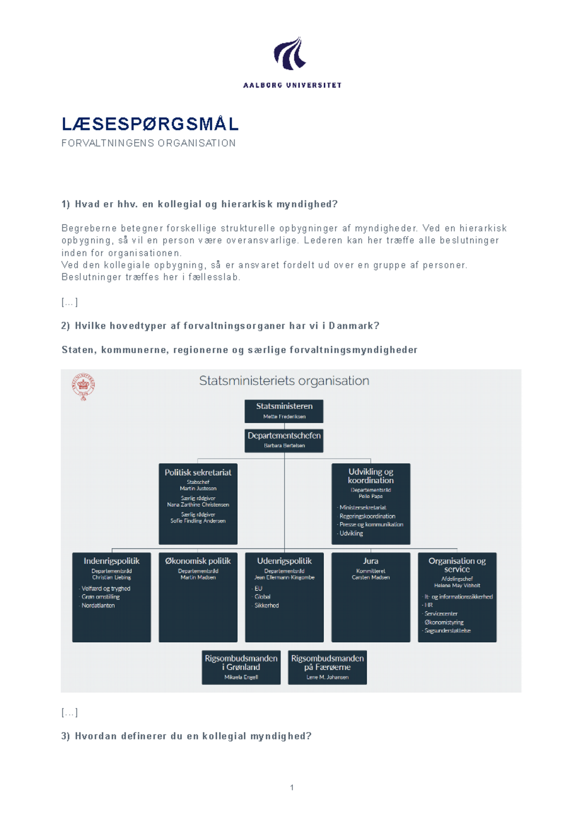 2.Læsespørgsmål - Besvarelse Læsespørgsmål Forvaltningsret ...