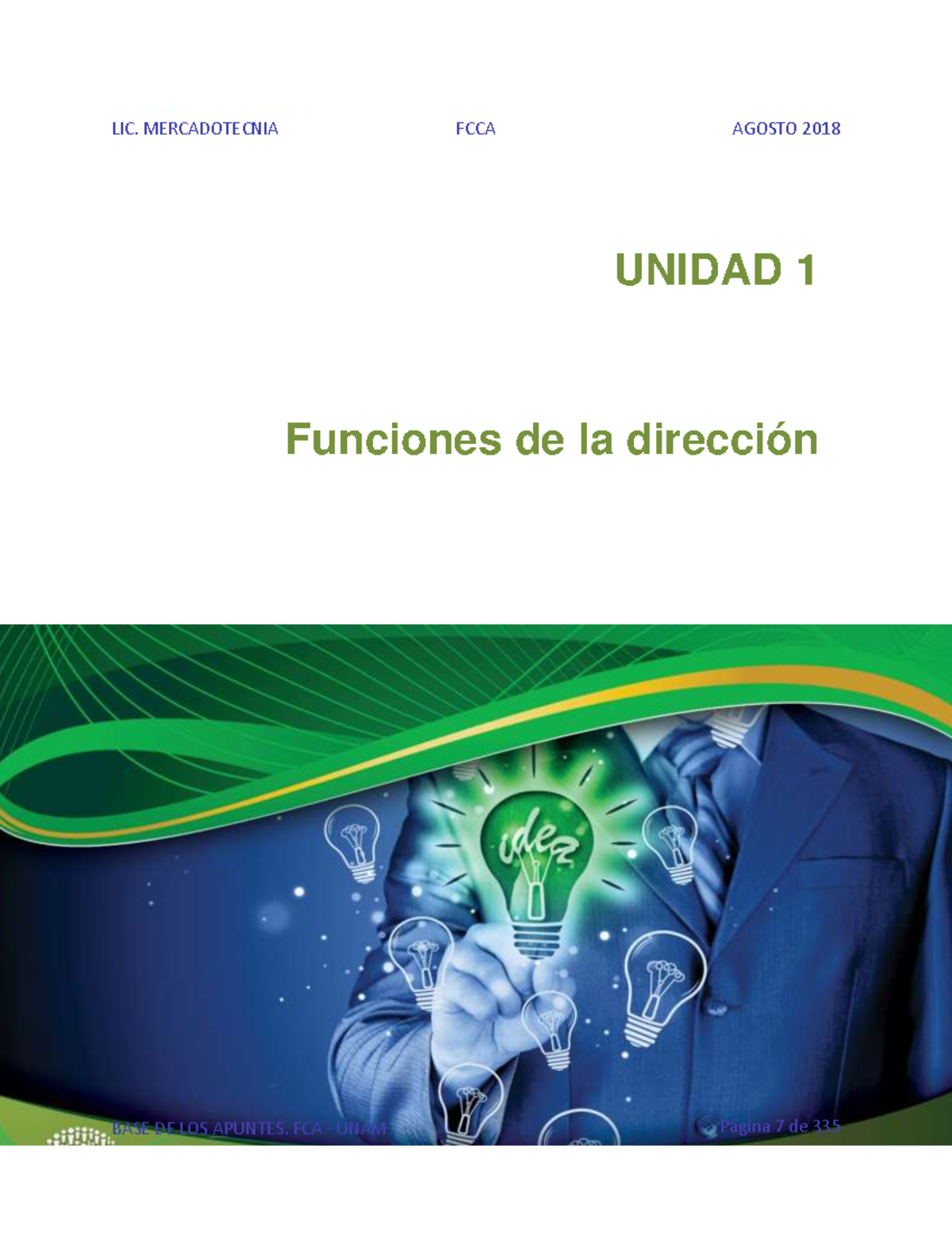 Unidad 1 - Funciones DE LA Dirección - UNIDAD 1 Funciones De La ...