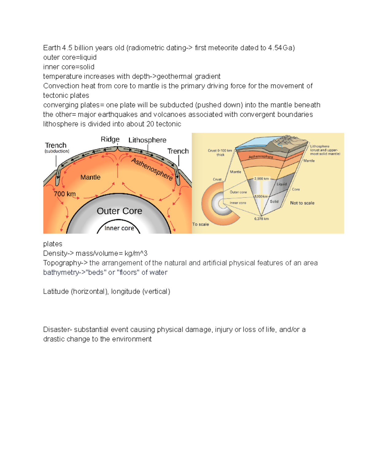 EOSC MT1 - First midterm summary and notes - Earth 4 billion years old ...