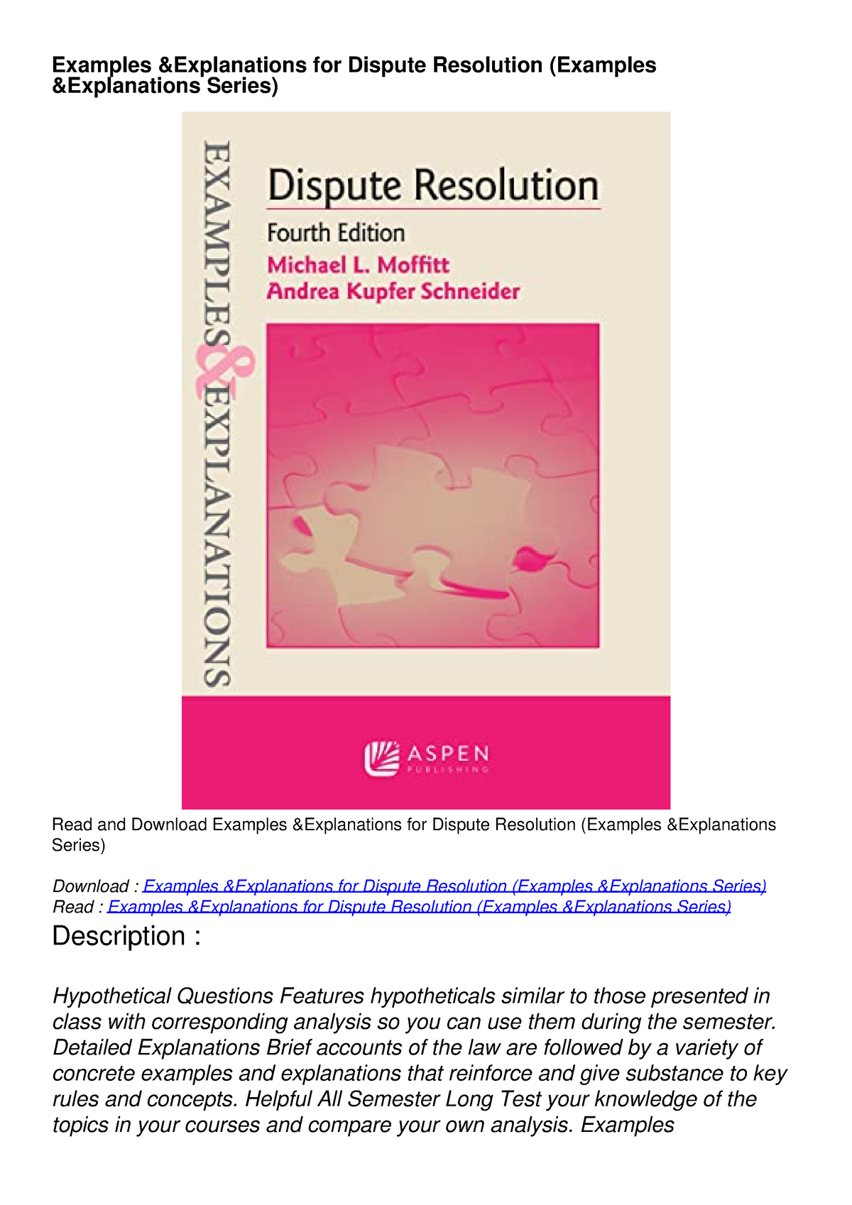 Read Pdf Examples Explanations For Dispute Resolution Examples Explanations Series 5573