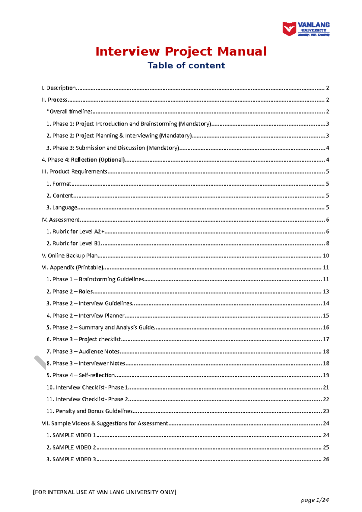 [ Editable] PBA Manual - Interview Project - Interview Project Manual I ...