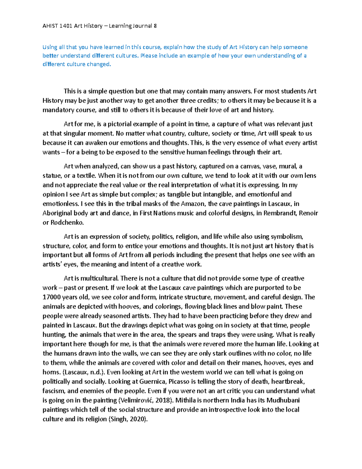AHIST 1401 - Learning Journal 8 - AHIST 1401 Art History – Learning ...