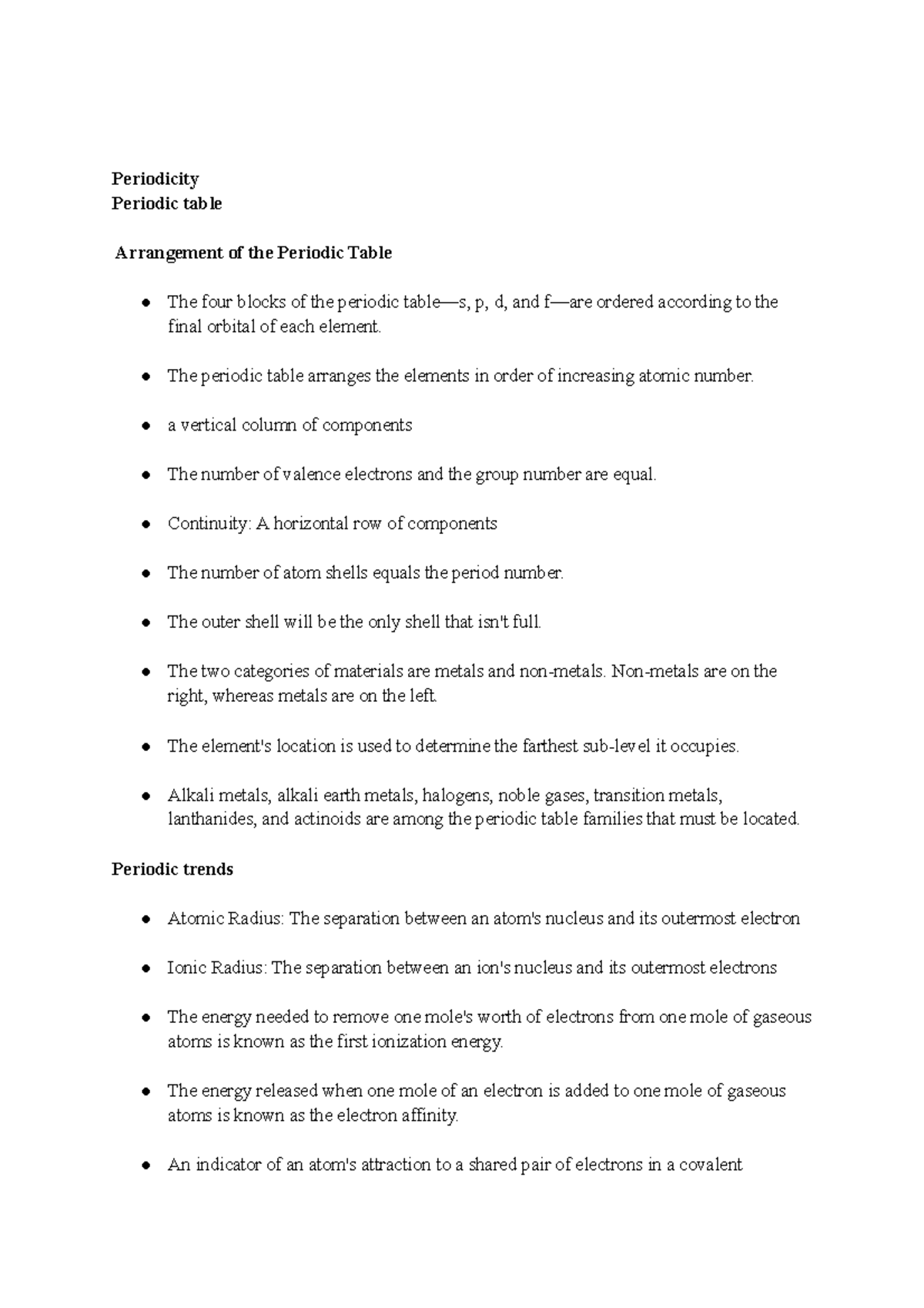PeriodicityPeriodic table Periodicity Periodic table Arrangement of