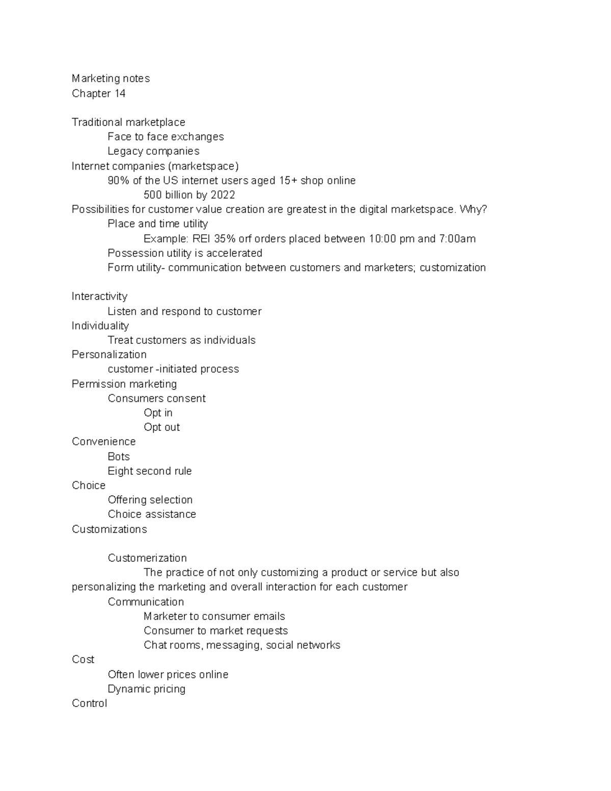 Chapter 14 - lecture notes - Marketing notes Chapter 14 Traditional ...