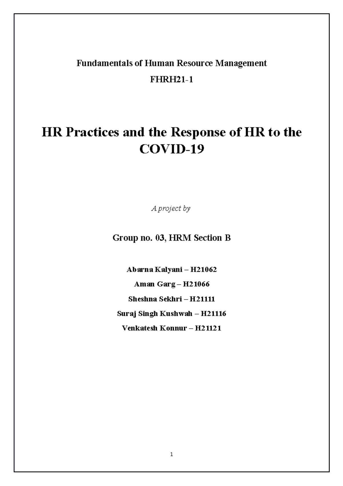 FHRM Project Group 3 - ... - Fundamentals of Human Resource Management ...