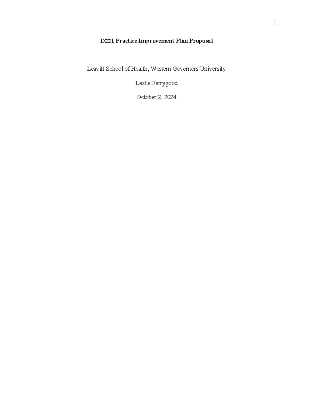 D221 Practice Improvement Plan Proposal- Passed NO Revisions - D221 ...
