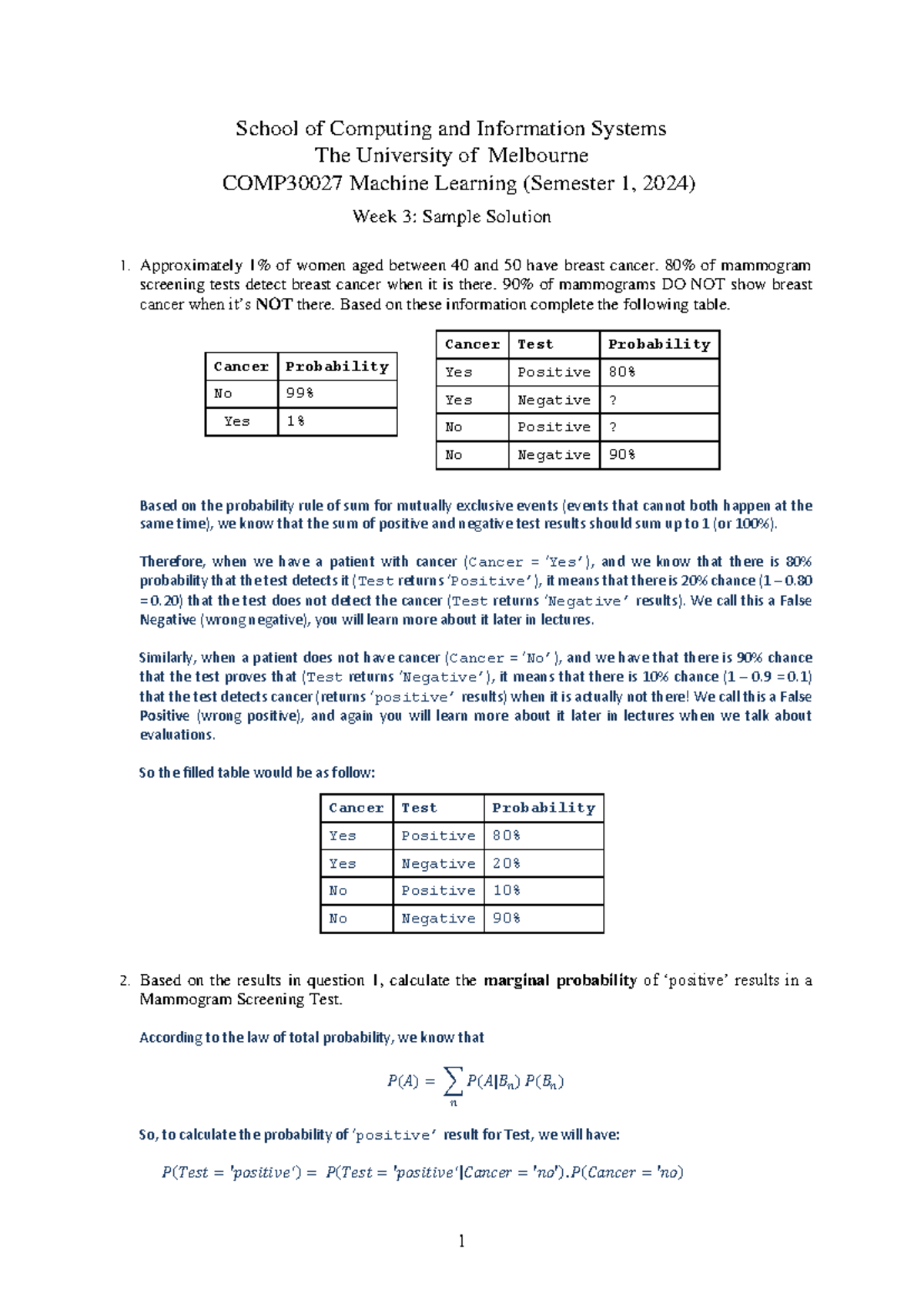 Solution-03-2024 comp30027 - School of Computing and Information ...