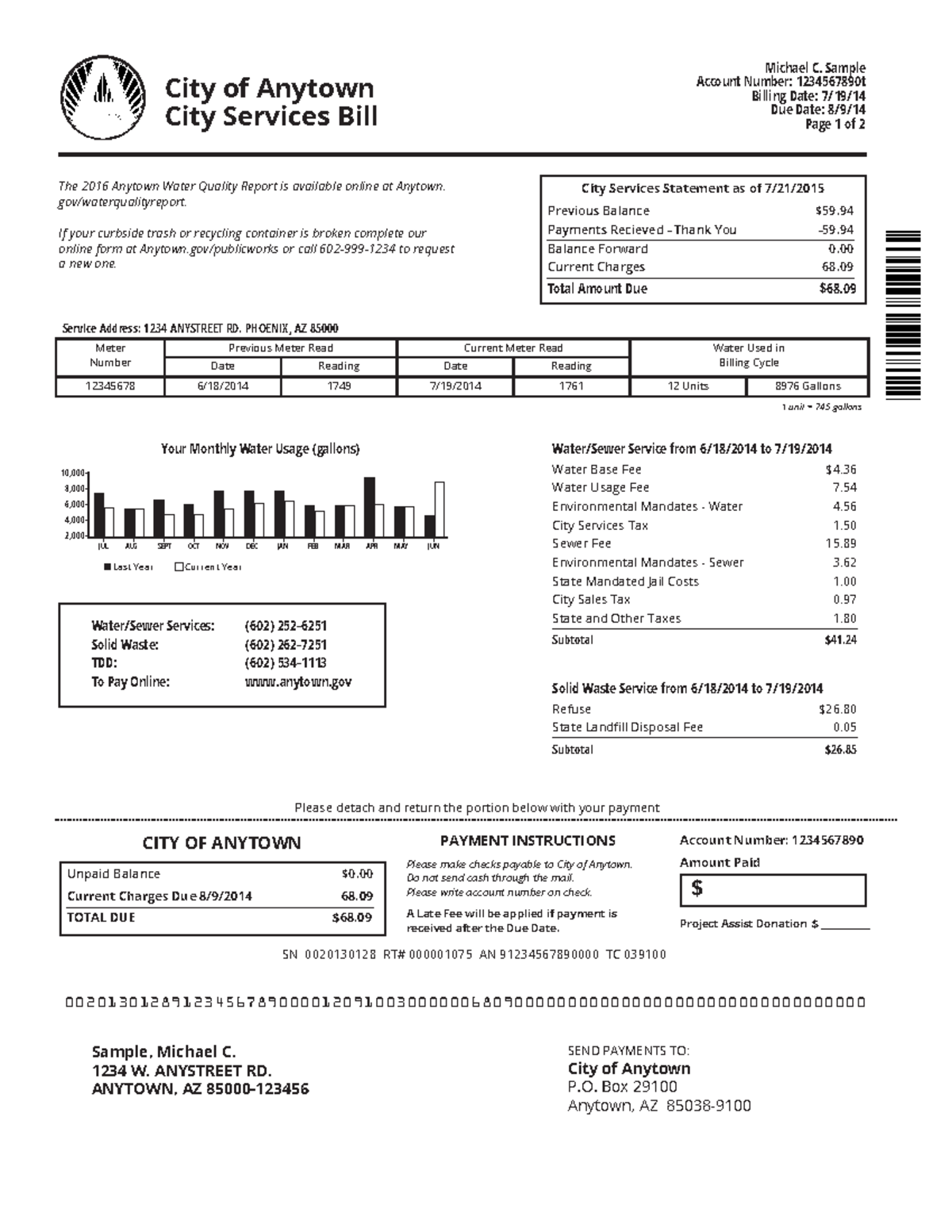 Service-bill - Write an essay on this bill. - Michael C. Sample Account ...