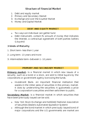 financial market exam - Financial Markets Question 1 Multiple choice