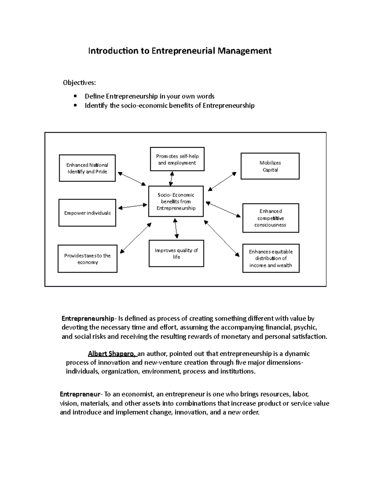 entrepreneurial management essay