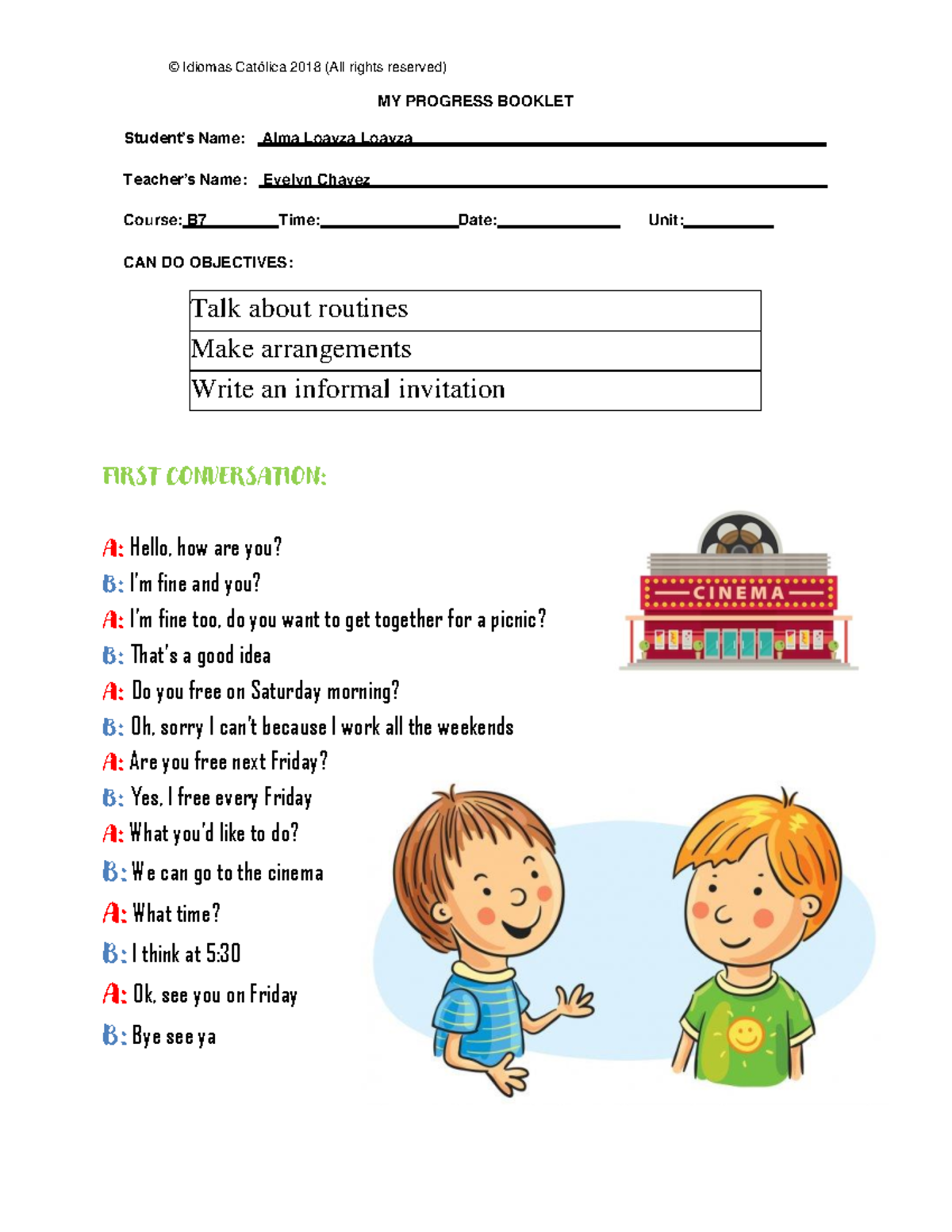 MY Progress Booklet Template IB7 - © Idiomas Católica 2018 (All rights ...