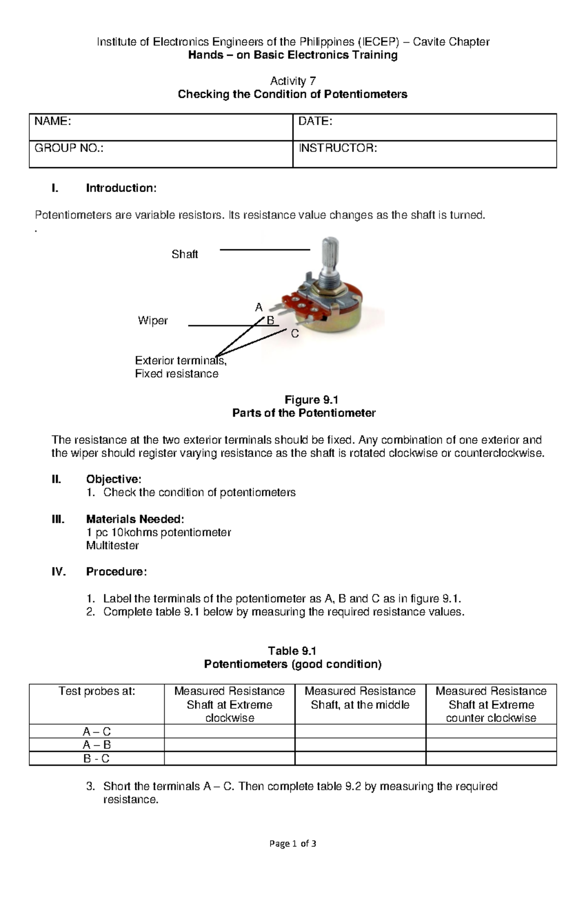 Activity-7 Checking-the-Condition-of-potentiometers - Page 1 of 3 ...