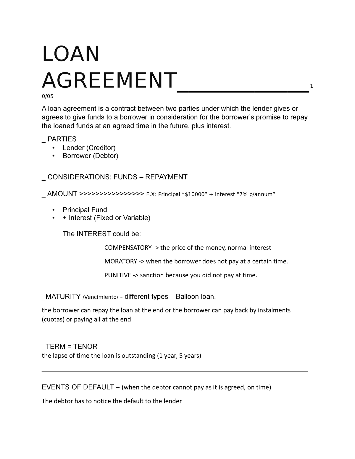 Business Law   Second Exam 2023 (moa) - Loan Agreement             1 0 