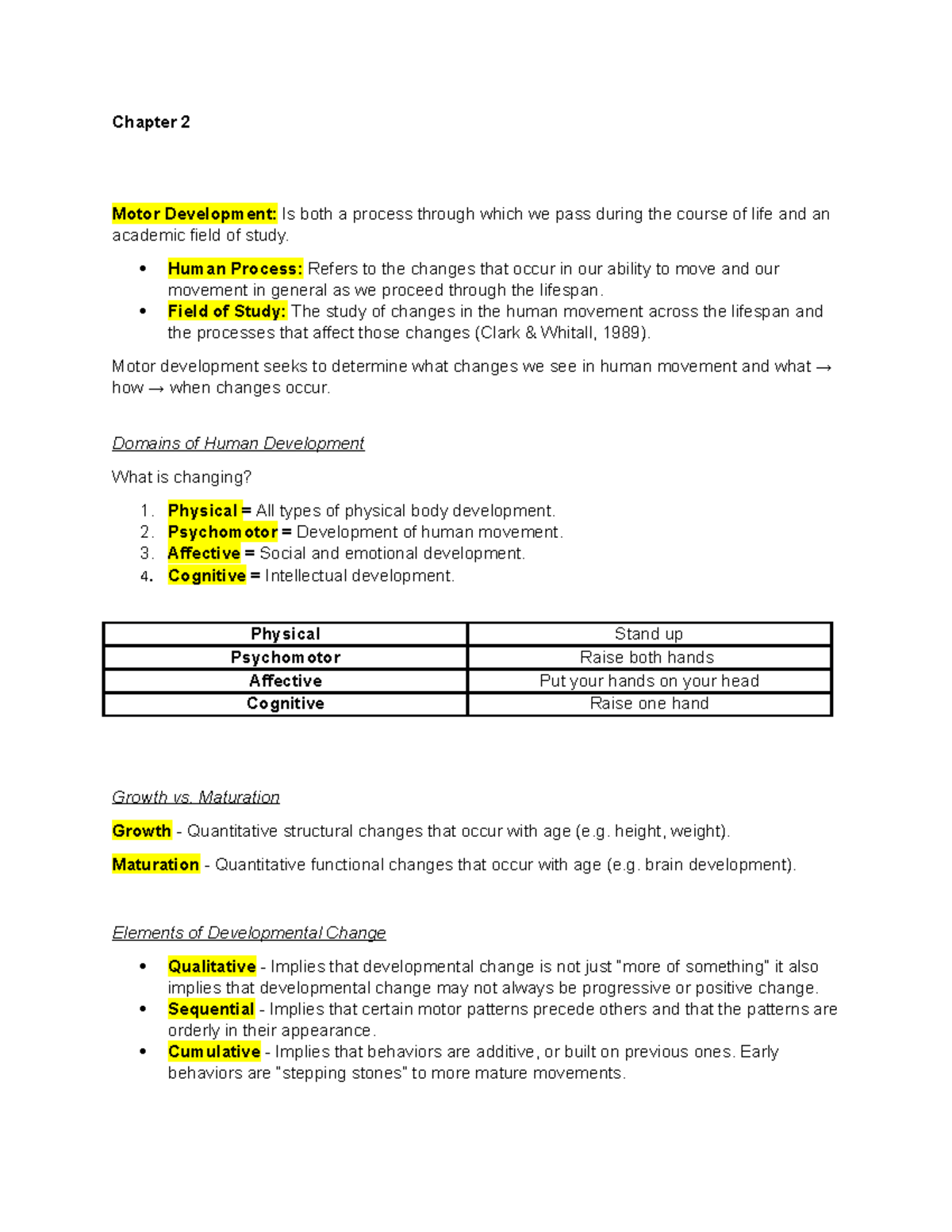 PET 126 Chapter 2 Notes WVU - Chapter 2 Motor Development: Is both a ...