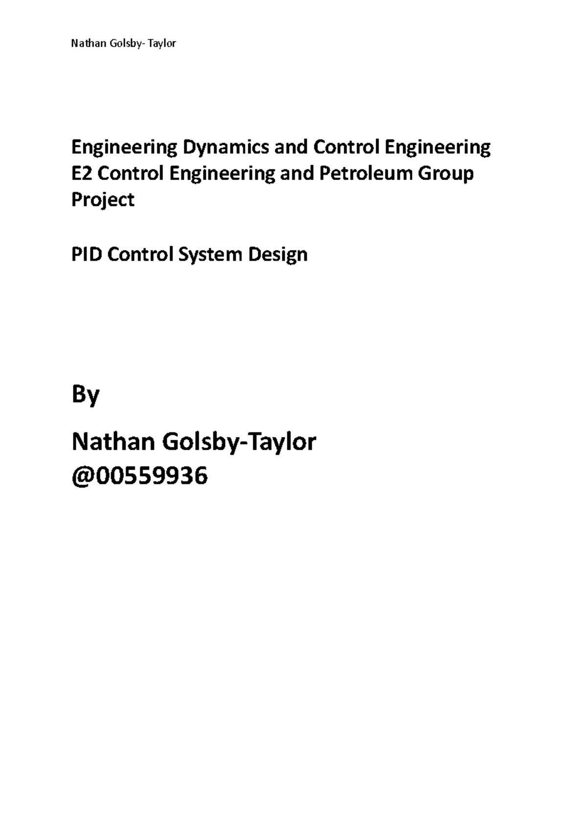 PID Control System Design - Engineering Dynamics and Control ...