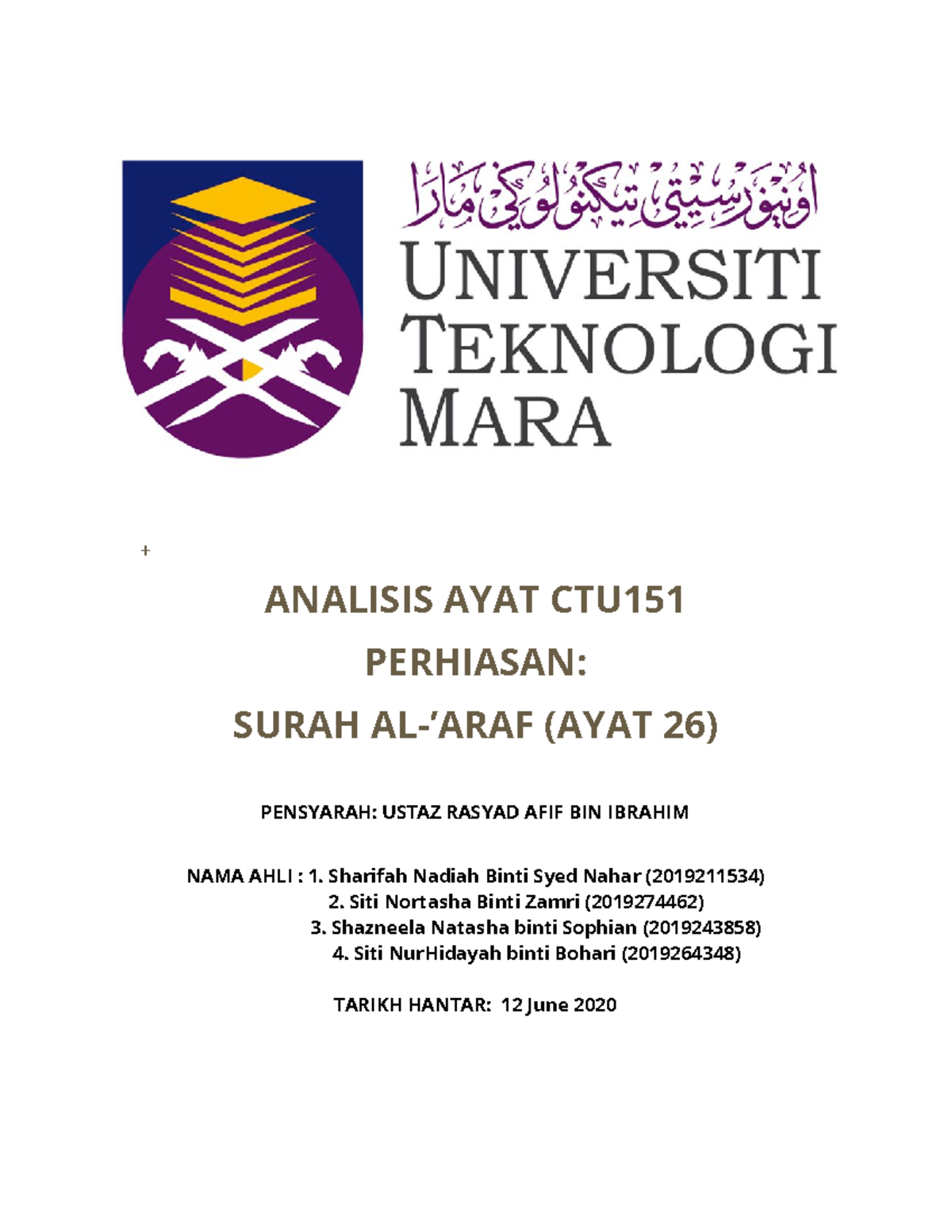Analisis Ayat Ctu151 Ctu 151 Uitm Studocu