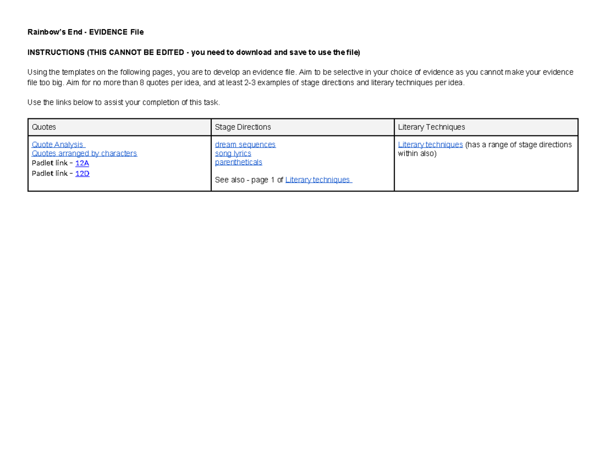 Rainbow’s End - Evidence File - Rainbow’s End - EVIDENCE File ...