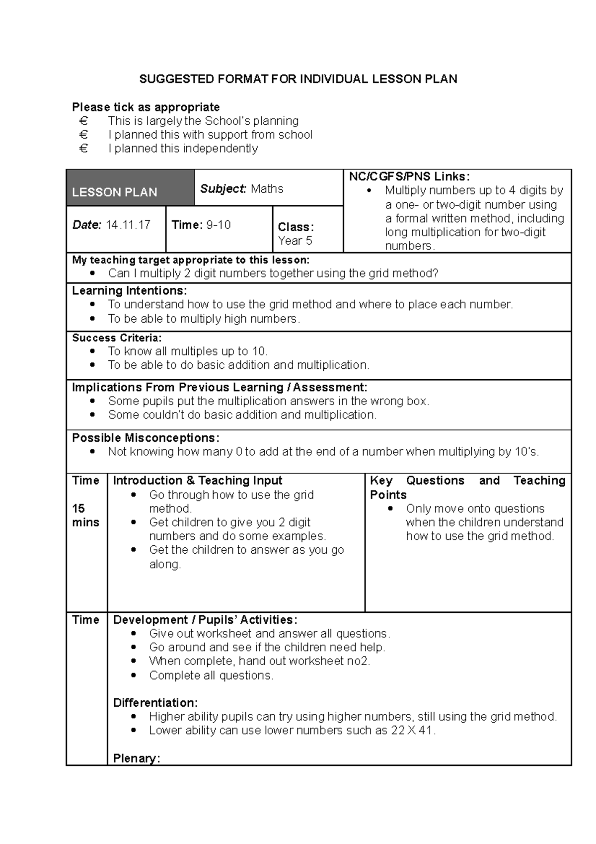 Lesson Plan Of Multiplication Lesson Plan Coaches Www vrogue co