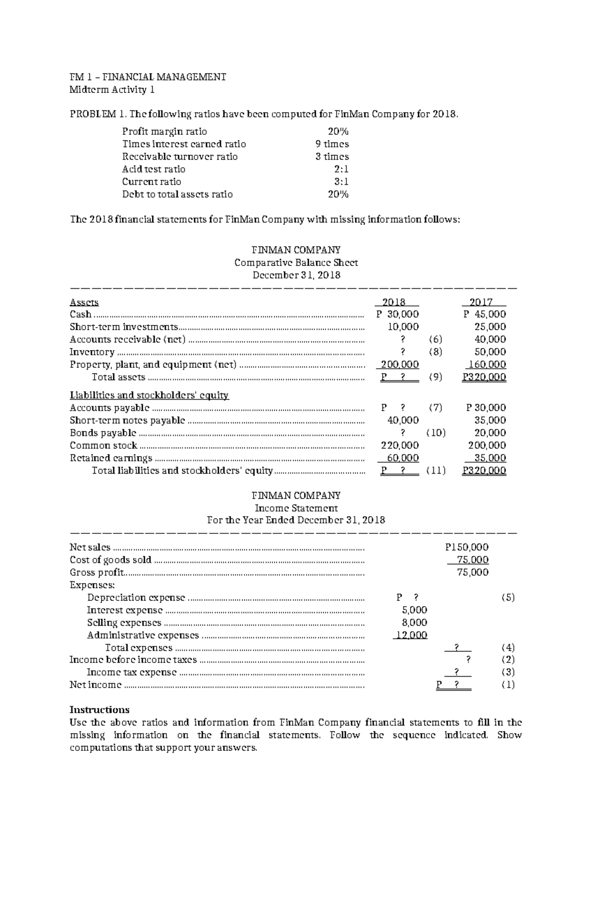 FM 1 Midterm Activity 1 - notes - FM 1 – FINANCIAL MANAGEMENT Midterm ...