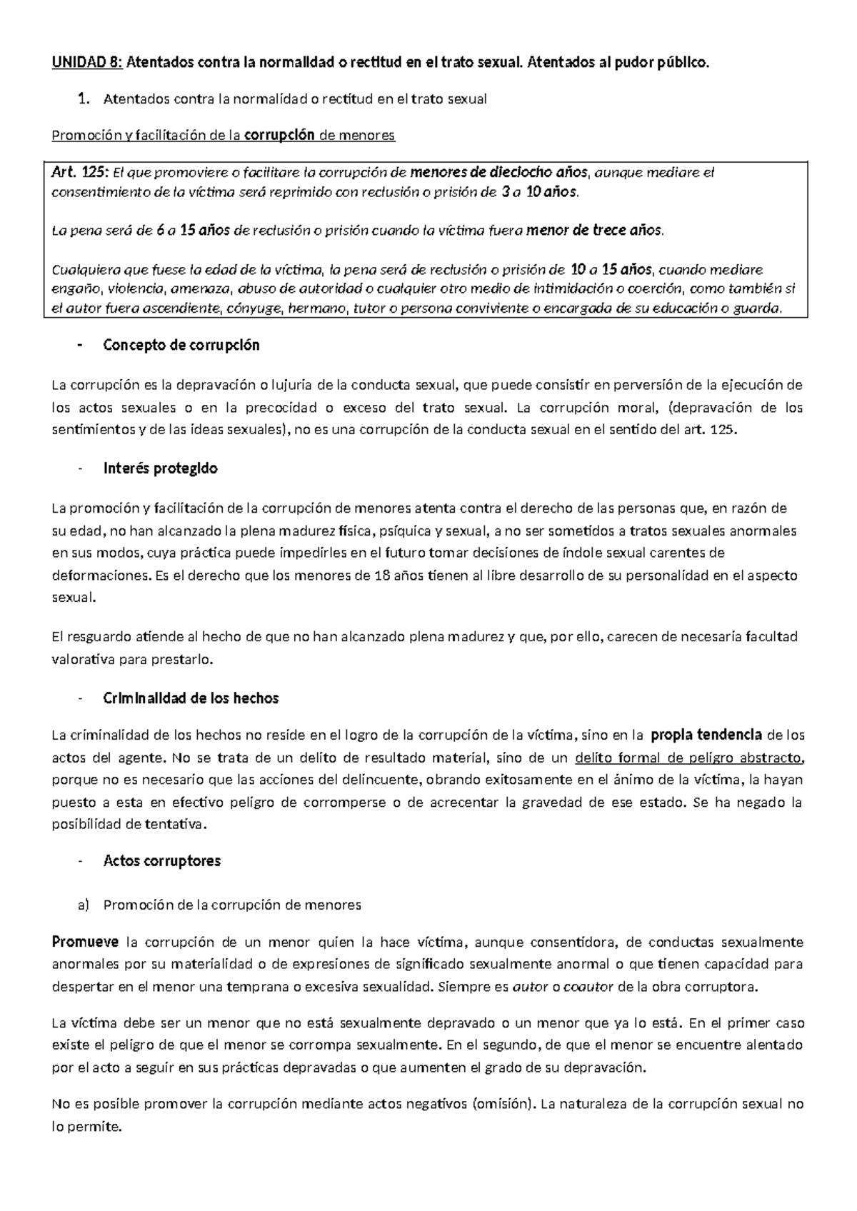 Unidades 8 9 Y 10 Unidad 8 Atentados Contra La Normalidad O Rectitud En El Trato Sexual