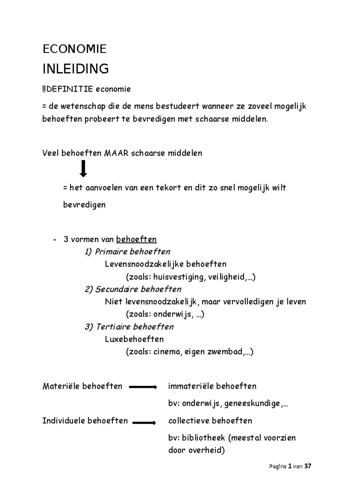 Eco nomie ECONOMIE INLEIDING !!DEFINITIE economie = de wetenschap die
