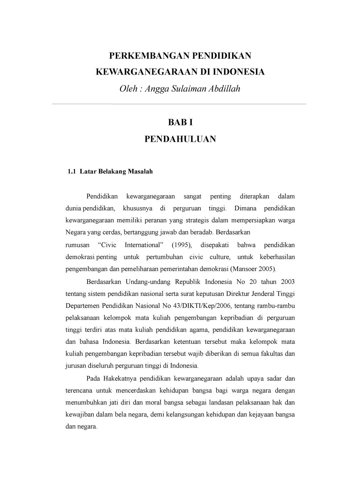 Perkembangan Pendidikan Kewarganegaraan - PERKEMBANGAN PENDIDIKAN ...