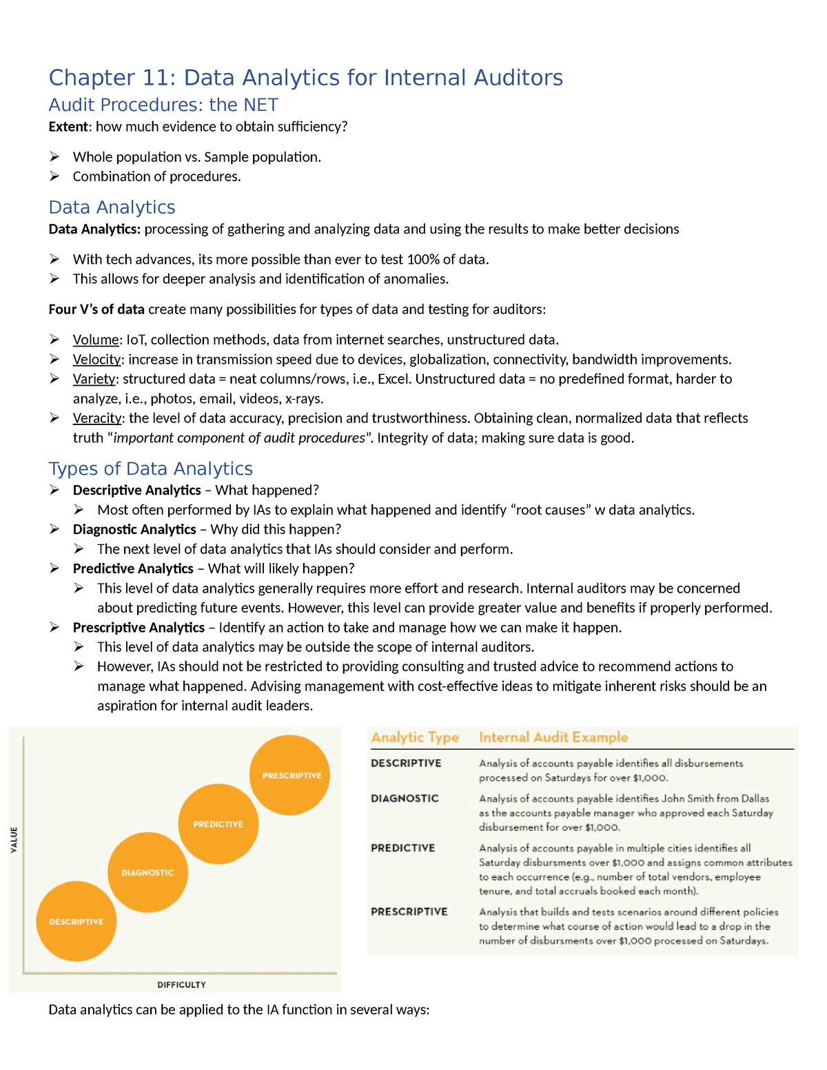 Chapter 11 ACC 413 Internal Auditing - Chapter 11: Data Analytics For ...