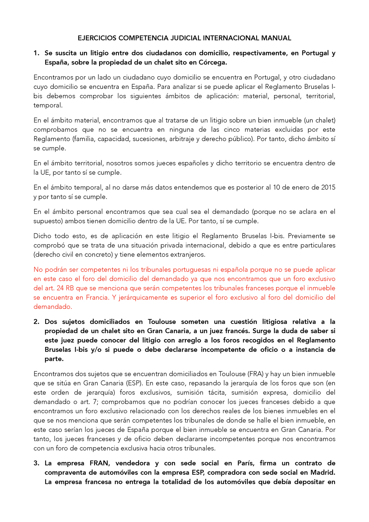 Casos PRÁ Cticos Manual DIPR - EJERCICIOS COMPETENCIA JUDICIAL ...