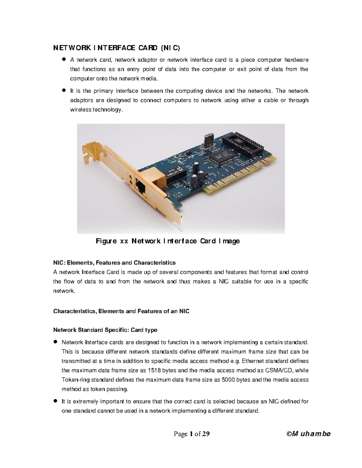 CIR 209 (Lecture 3a) NIC and Media - Computer Networks - NETWORK ...