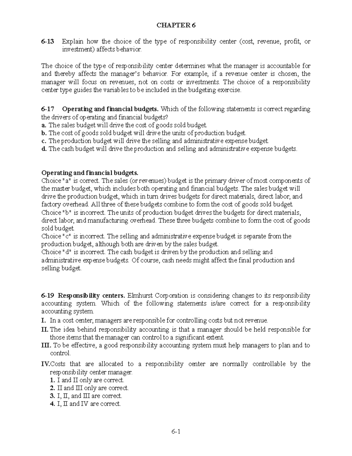 Chapter 6 Master Budget And Responsibility Accounting - CHAPTER 6 6-13 ...