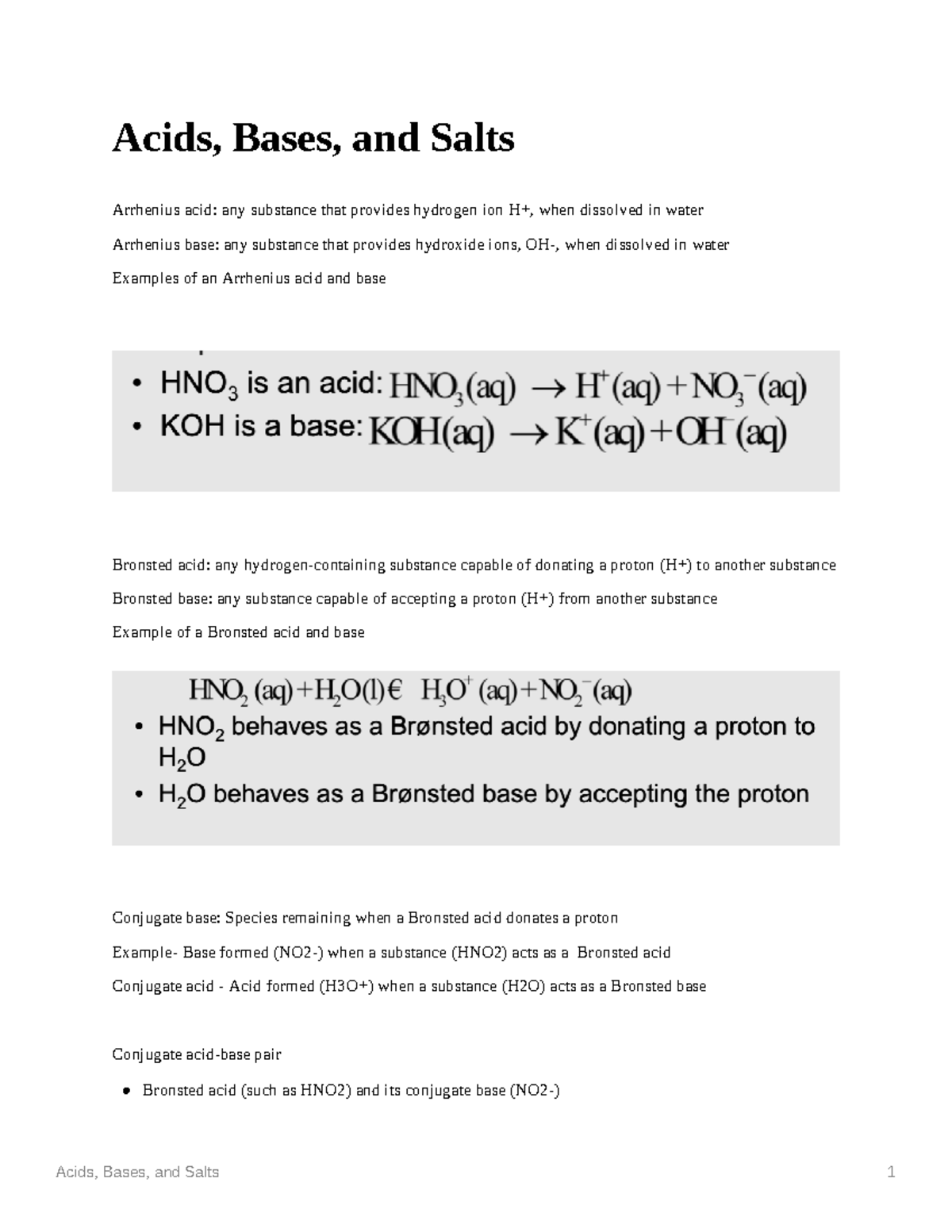 Acids, Bases, and Salts Studocu