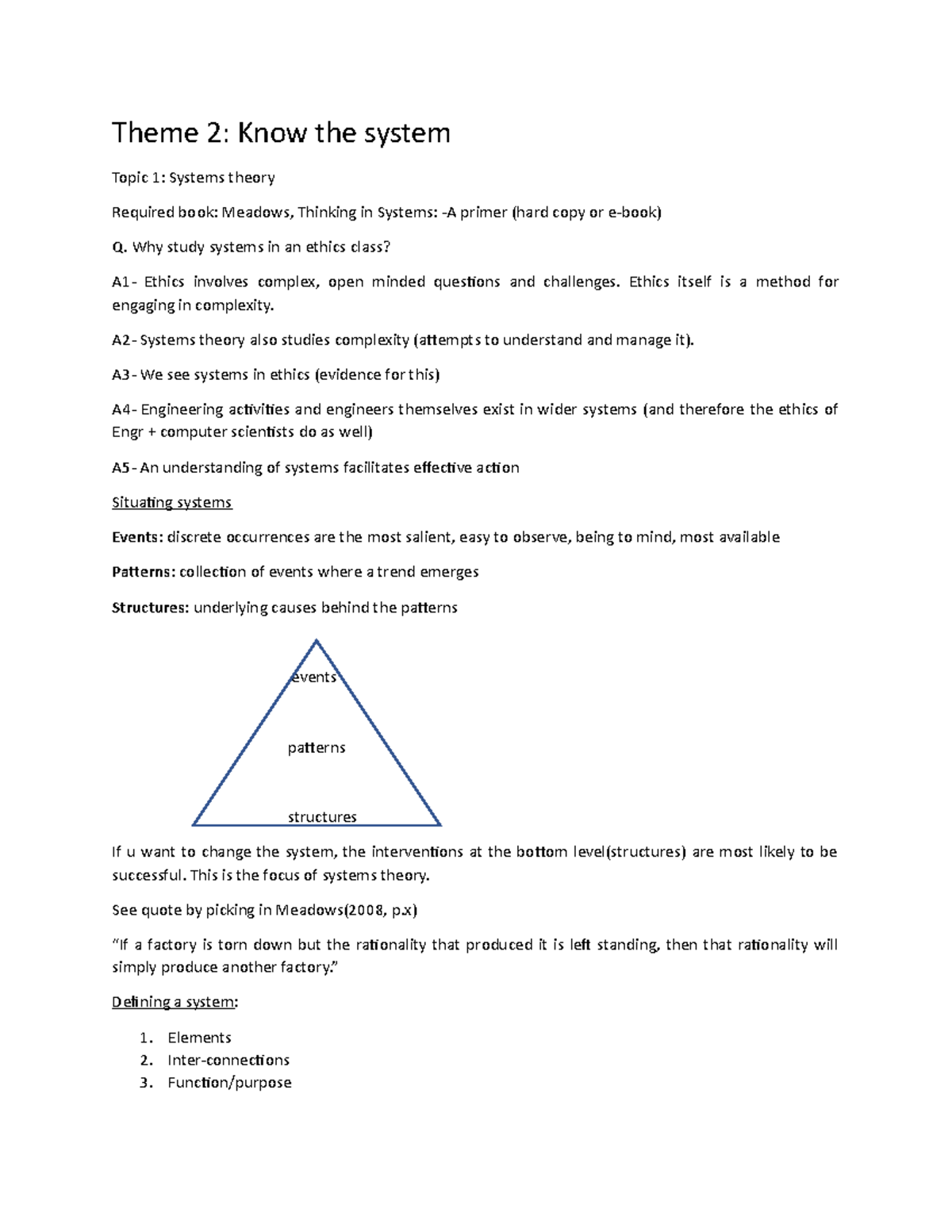 Systems theory - notes - Theme 2: Know the system Topic 1: Systems ...